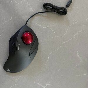 Wired (USB) Ergonomic Trackball Mouse, Optical Rollerball - NEW